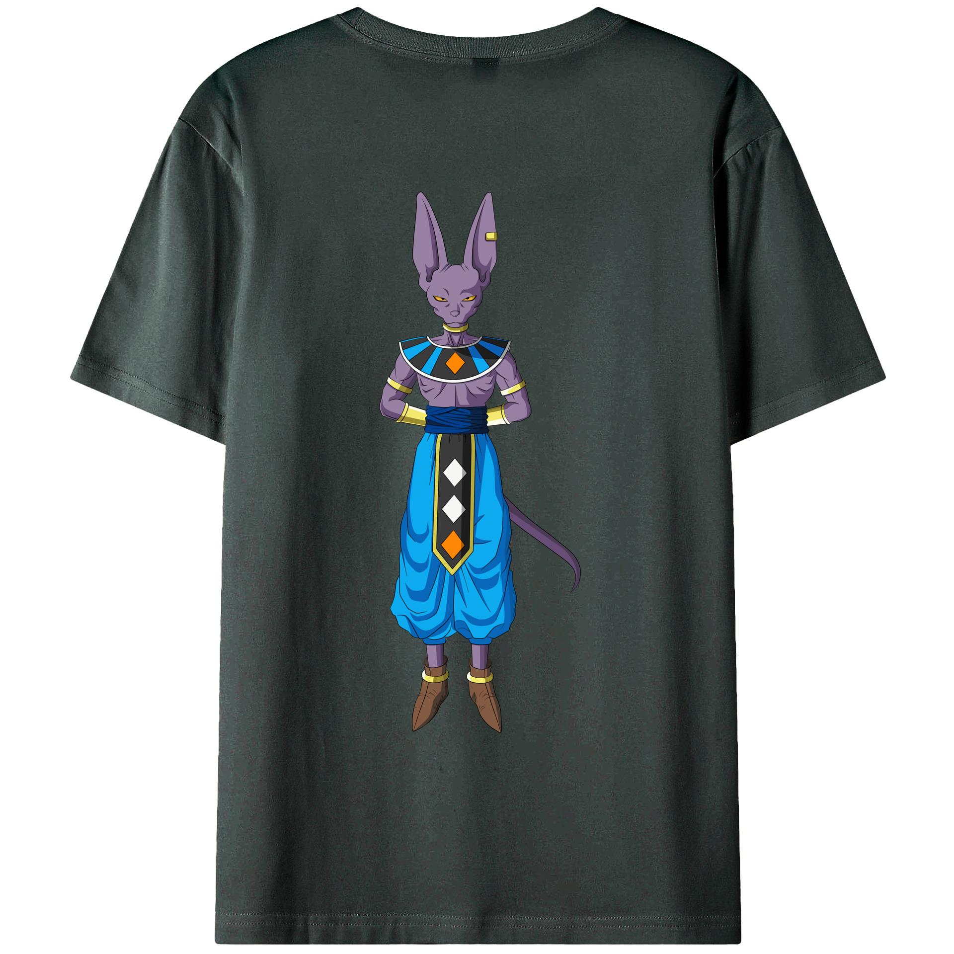 （画像用） ドラゴンボール ビルス 破壊神ビルス DRAGON BALL Beerus Birusu 綿100％ メンズ半袖Tシャツ（バックプリント） 通気性